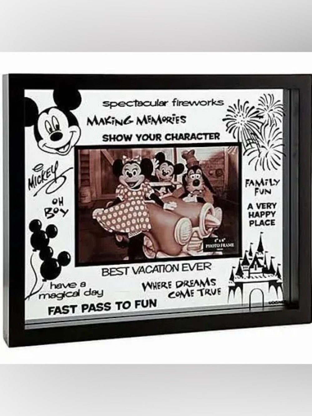 Disney Parks Best Vacation Ever Mickey Mouse 4x6 Glass Picture Frame New